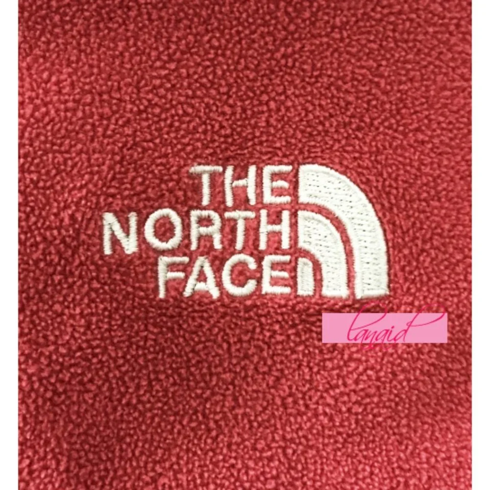 North Face TKA 100 Glacier Quarter-Zip Fleece Melon Red Fuzzy Pullover Sweater S - Picture 3 of 6